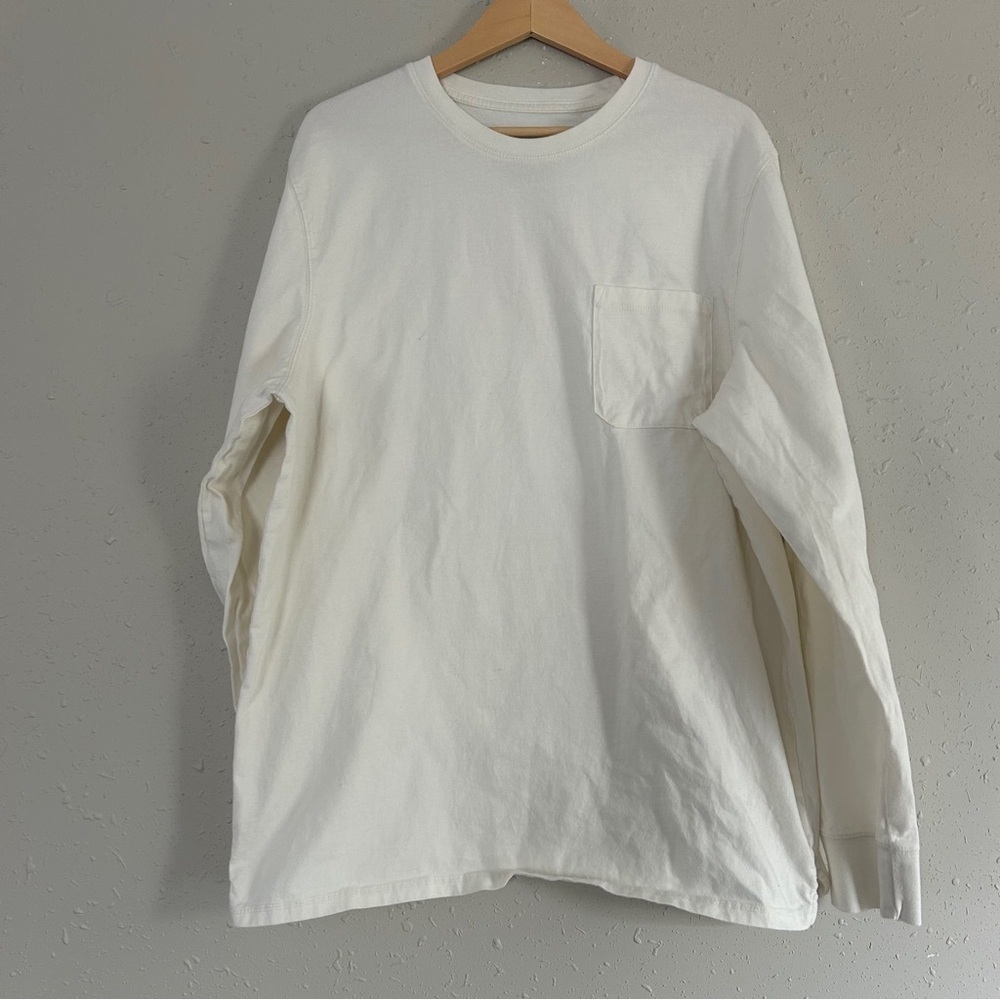 Goodfellow & Co Offwhite Cream Long Sleeve Pocket T-Shirt Tee Neutral Classic XL